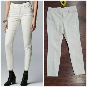 Simply Vera Wang Button Fly Skinny Mid-rise White Denim Jeans Size 14 New!!